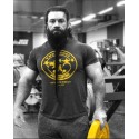 Camiseta Powerlifting The  Mecca Gym   Gris y Amarillo