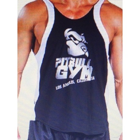 Camiseta Tirantes Pitbull Gym  Negra Blanco.