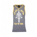 Camiseta Tirantes Gold's Gym Gris Ribete Amarillo.