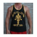 Camiseta Tirantes anchos Gold's Gym Negro borde amarillo.