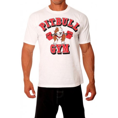 Camiseta Corta Pitbull Gym Blanca.